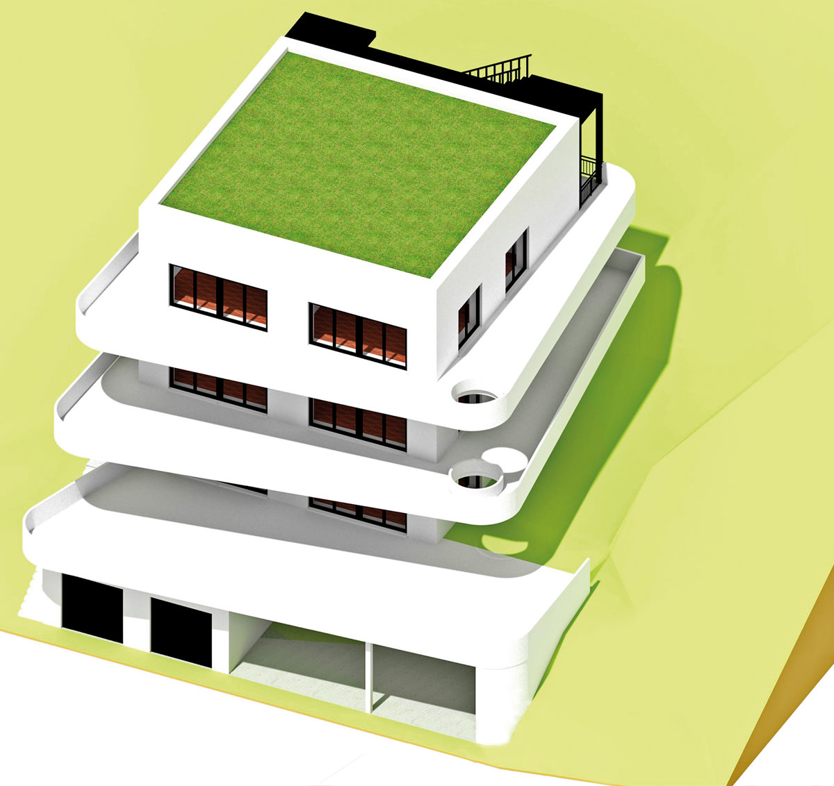 3D Entwurf eines Mehrfamilienhauses